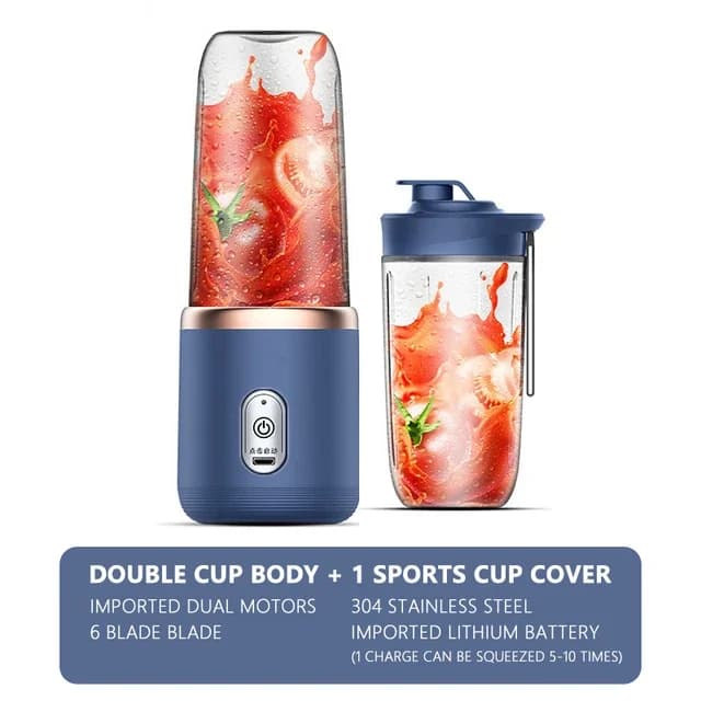 Przenośny blender USB 6 ostrzy 400 ml 🍹