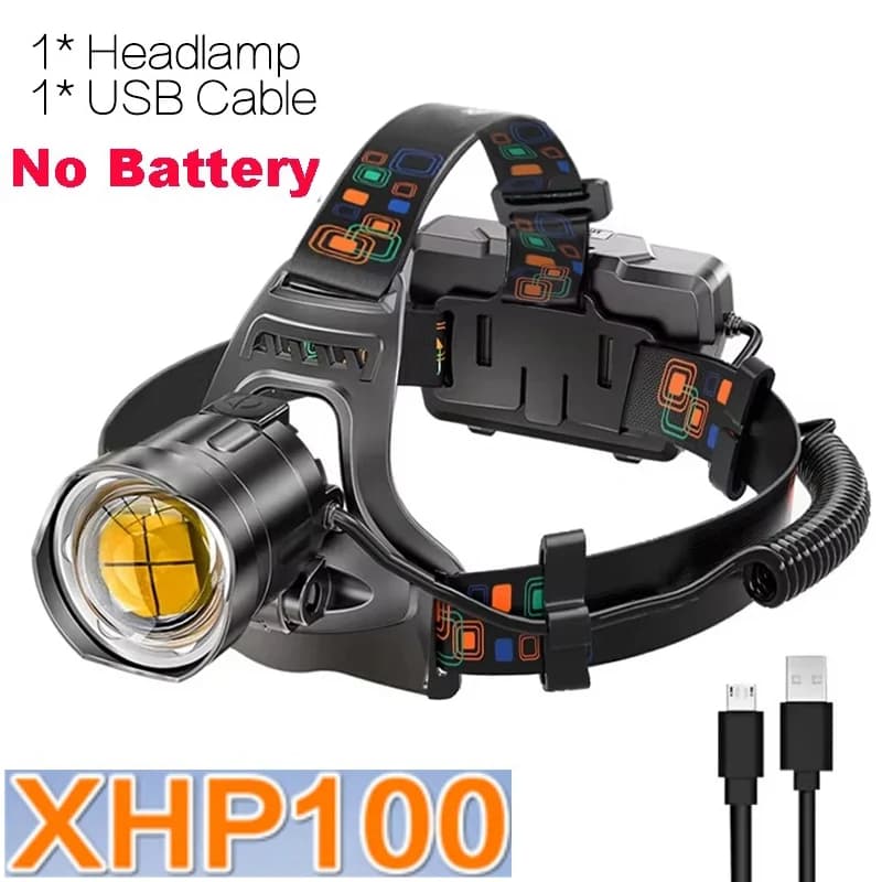 Superjasna latarka czołowa XHP100 USB 18650 wodoodporna 🔦