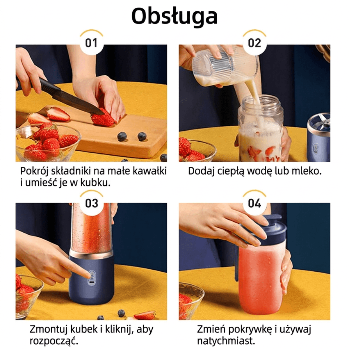 Przenośny blender USB 6 ostrzy 400 ml 🍹