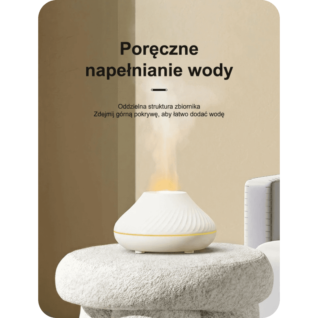 Przenośny dyfuzor 130ml USB z płomieniem 🌋