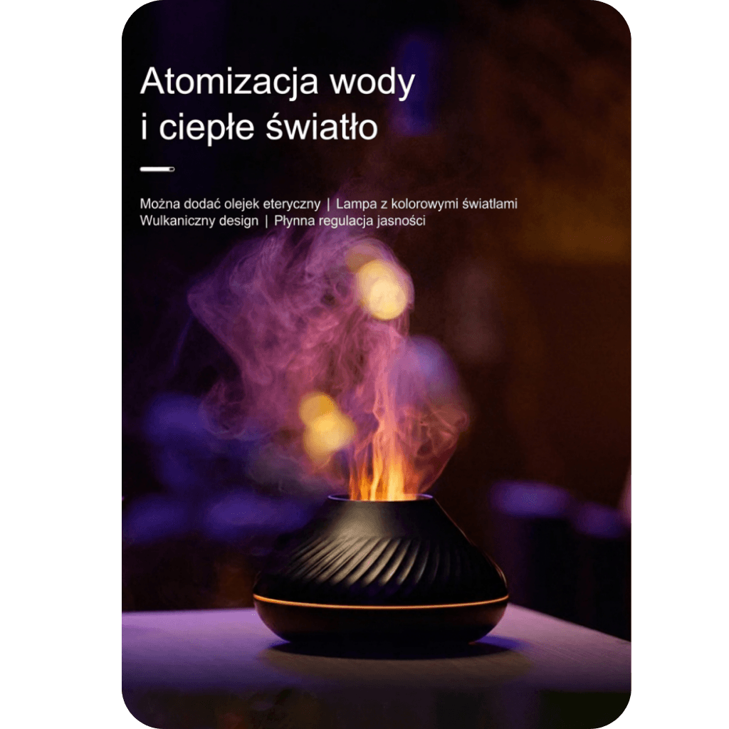 Przenośny dyfuzor 130ml USB z płomieniem 🌋