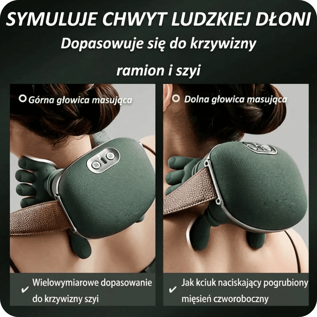 Bezprzewodowy 4D masażer szyi/pleców z ogrzewaniem 🔥