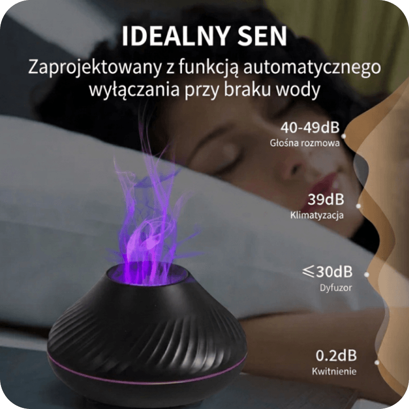 Przenośny dyfuzor 130ml USB z płomieniem 🌋