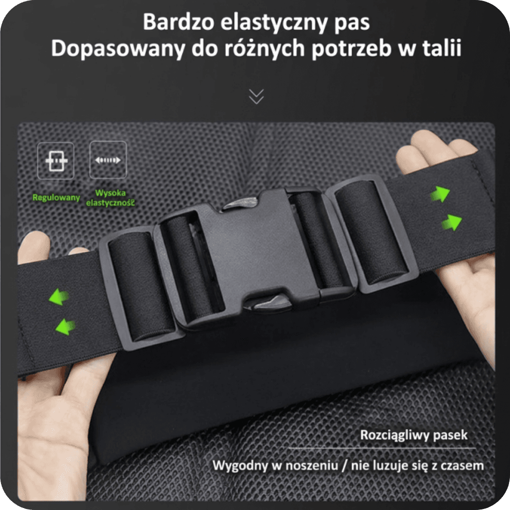 Regulowany odblaskowy pas biodrowy z wieloma kieszeniami ⛰️
