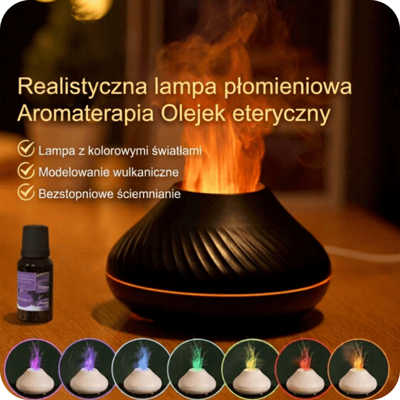 Przenośny dyfuzor 130ml USB z płomieniem 🌋