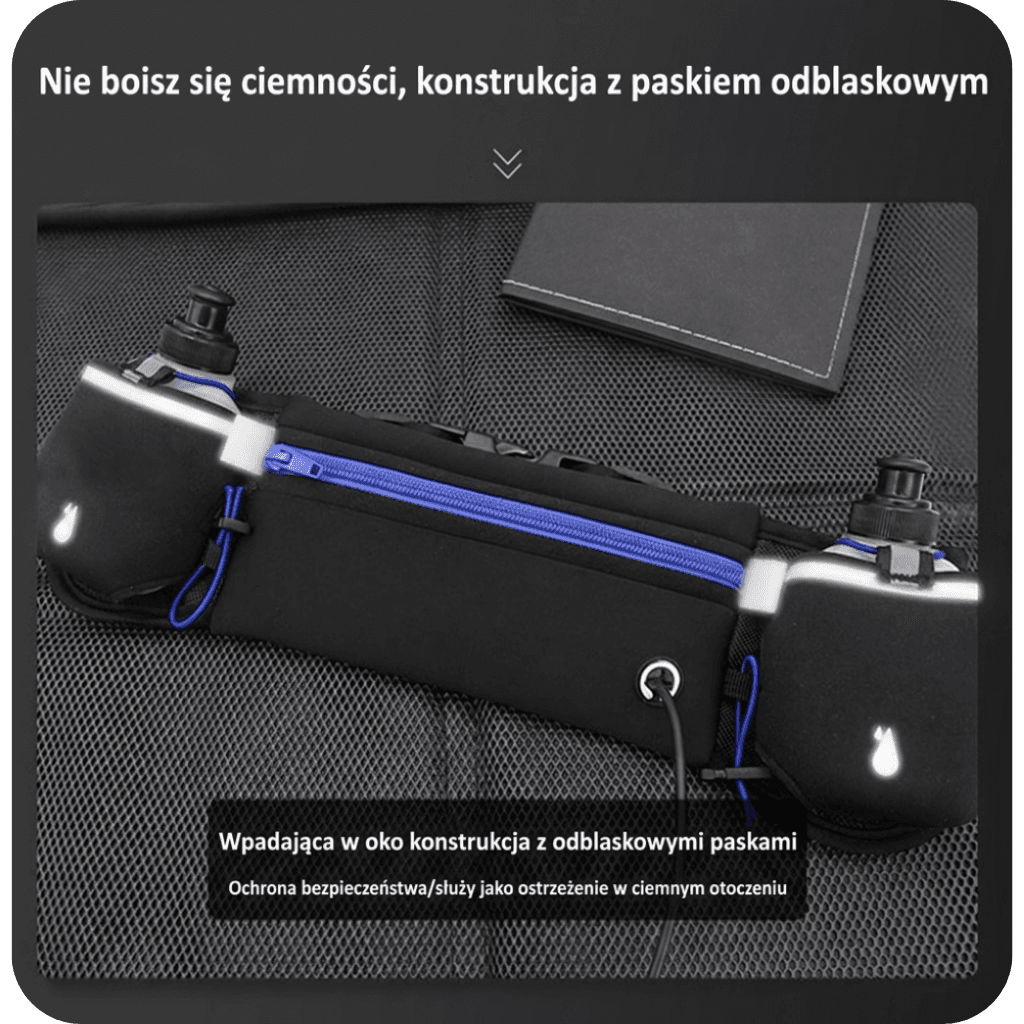 Regulowany odblaskowy pas biodrowy z wieloma kieszeniami ⛰️