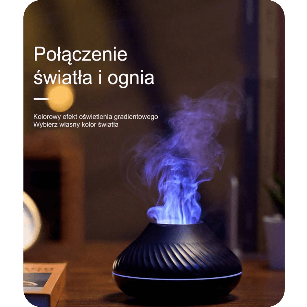 Przenośny dyfuzor 130ml USB z płomieniem 🌋