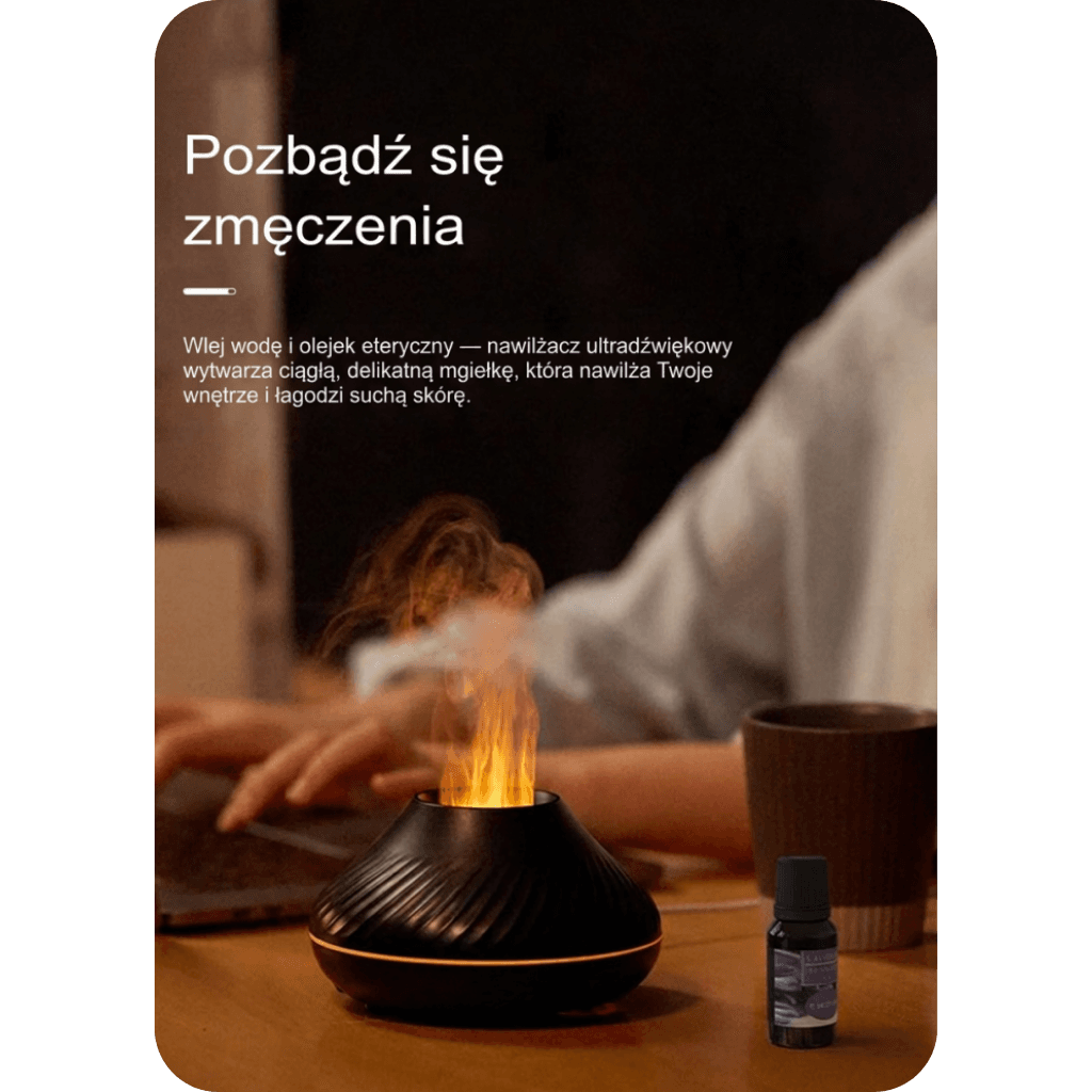 Przenośny dyfuzor 130ml USB z płomieniem 🌋