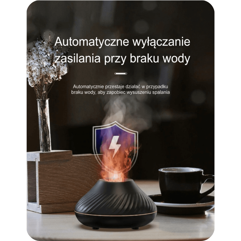 Przenośny dyfuzor 130ml USB z płomieniem 🌋