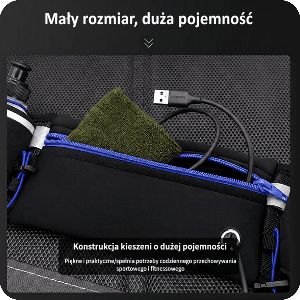 Regulowany odblaskowy pas biodrowy z wieloma kieszeniami ⛰️